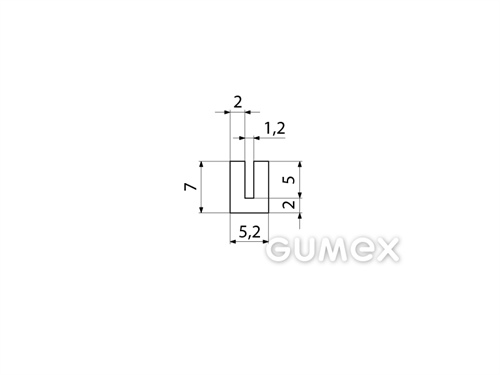 Silikonový profil tvaru "U", 7x5,2/1,2mm, 35°ShA, -60°C/+180°C, transparentní